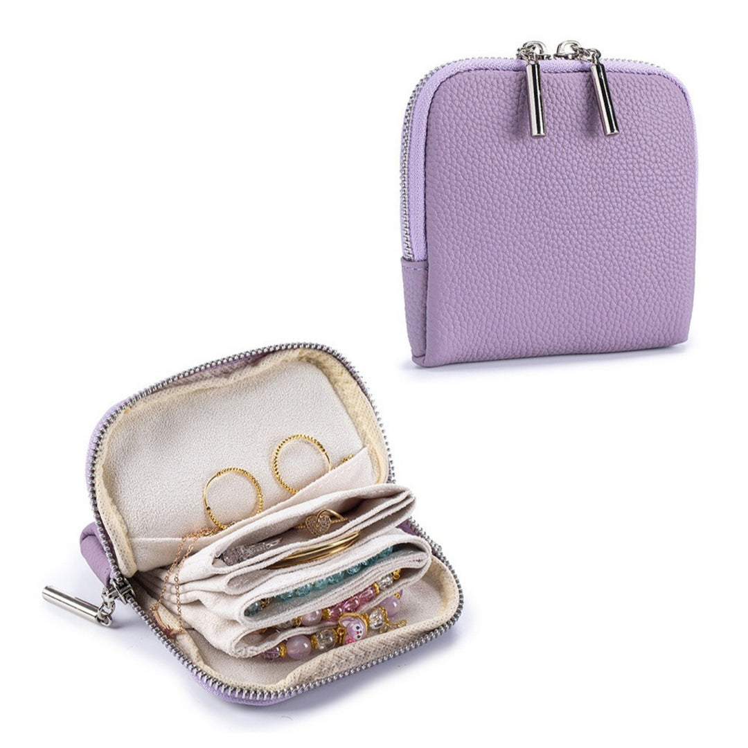 Genuine Leather Layered Jewelry Pouch Organizer N6E064
