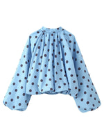 Load image into Gallery viewer, Simple Polka Dot Back Slit Blouse Women N6E145