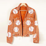 Load image into Gallery viewer, Corduroy Baseball Jacket Women Sequin Embroidery N5A113
