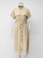 Load image into Gallery viewer, Casual Turn Down Collar Shift Dress Women N6F189