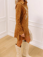 Load image into Gallery viewer, Notch Collar Embroidered Shirt Dress Women  N5A449