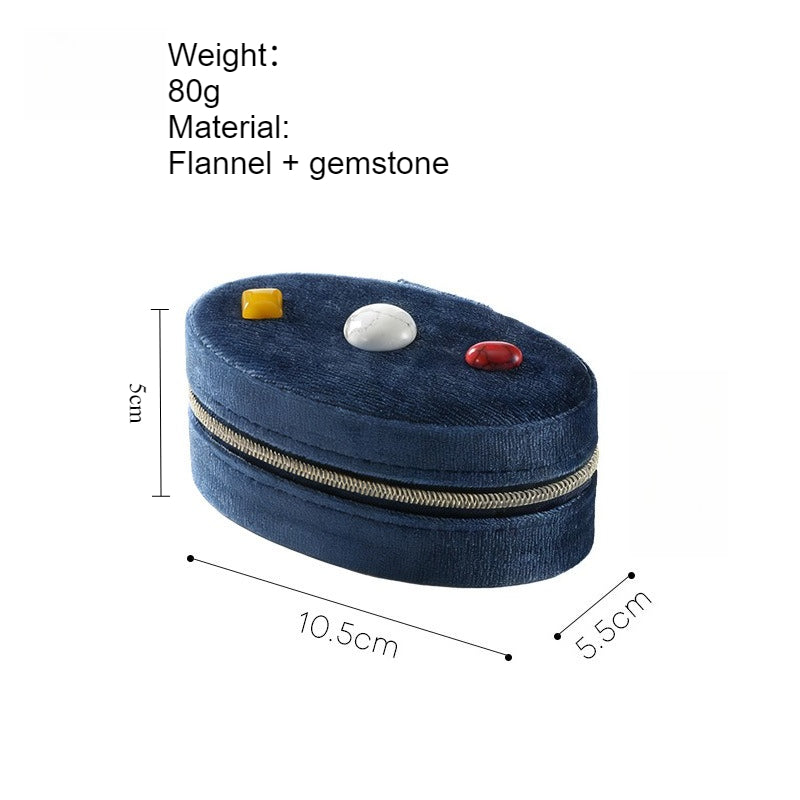 Natural Stone Velvet Jewelry Organizer Box N6G058
