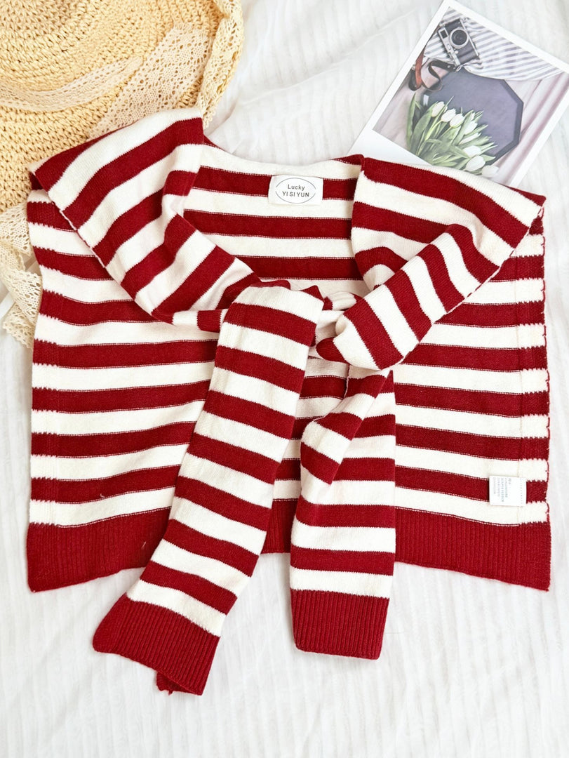 Striped Knit Shawl Scarf Wrap Women N6E175