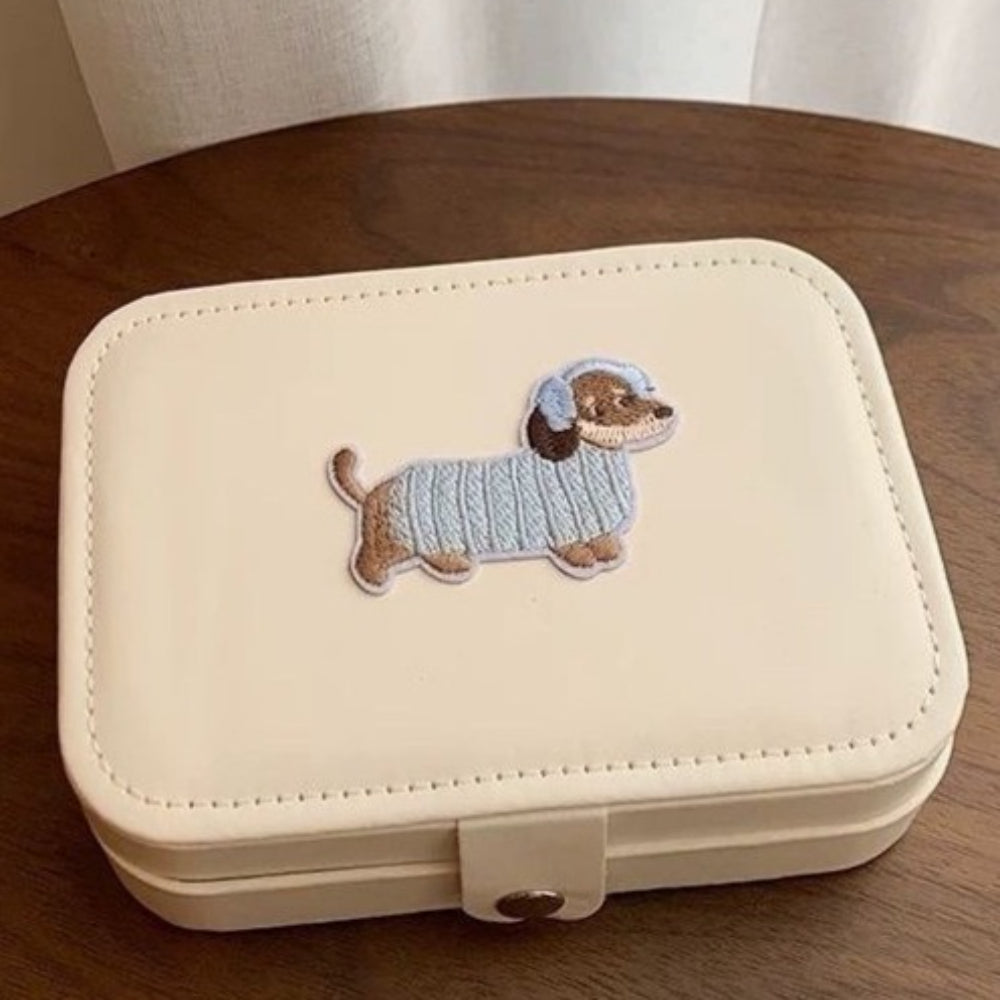 Dachshund Cartoon Embroidery Jewelry Organizer N6E099