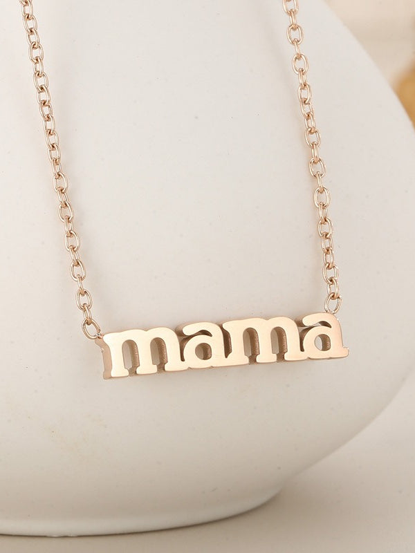 Titanium Steel Mama Pendant Necklace Women N6D530