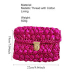 Load image into Gallery viewer, Handwoven Metallic Shiny Crossbody Bag Lock Closure N6F088