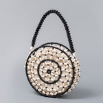Load image into Gallery viewer, Hand Woven Wooden Bead Circle Bag Drawstring Closure S5P370