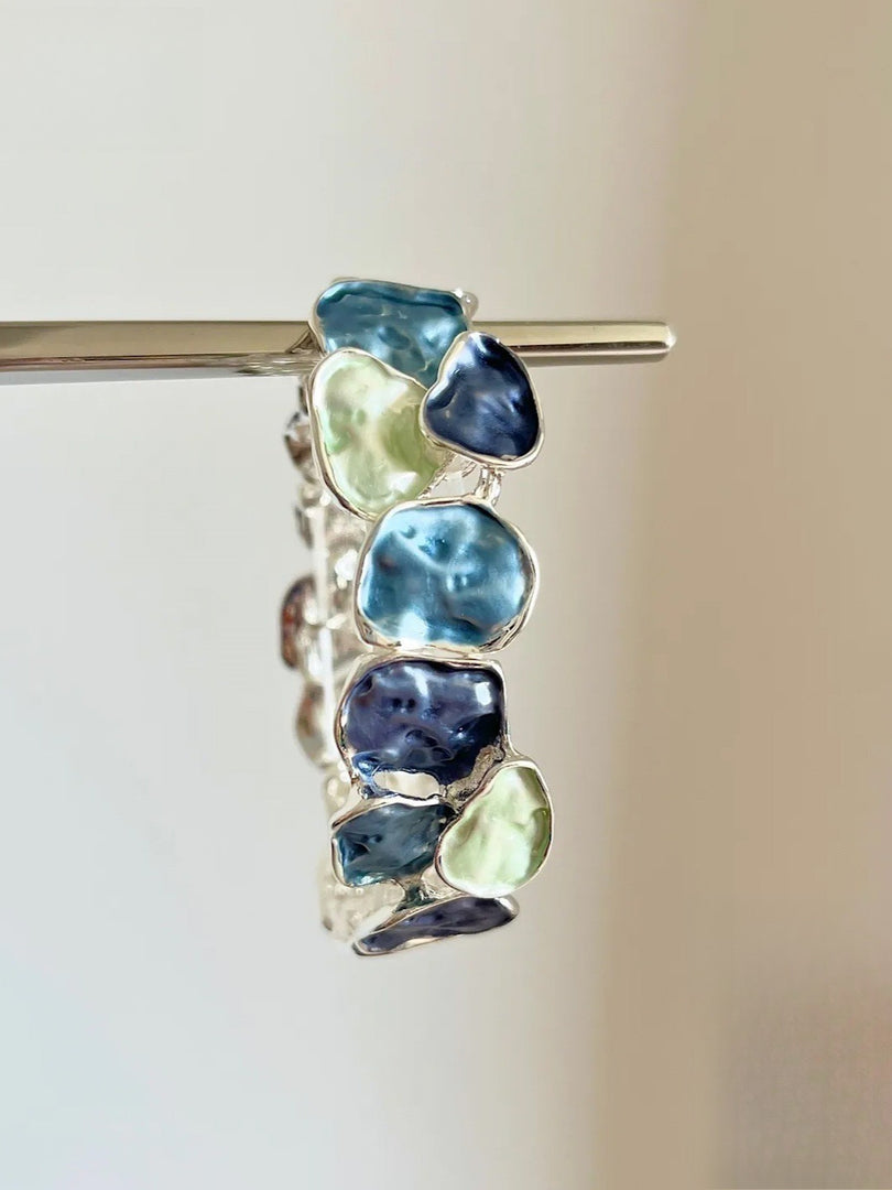 Enamel Square Geometric Stretch Bangle Women N6C218