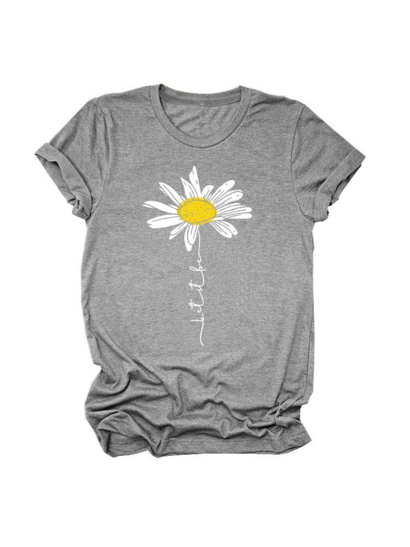 Let It Be Daisy Graphic Loose Fit T-Shirt Women N6F016