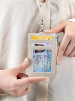Load image into Gallery viewer, Genuine Leather Retractable Neck ID Card Holder N6D026