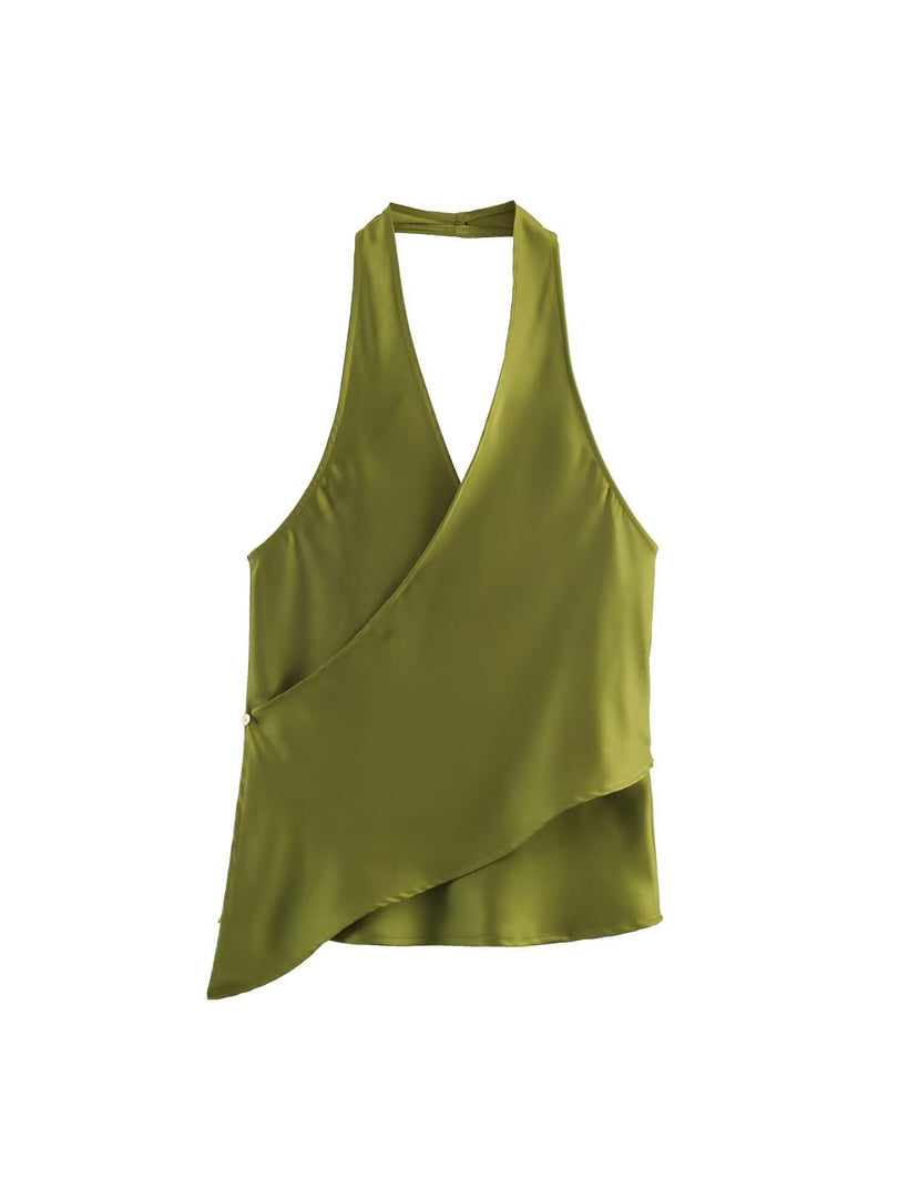 Halter Neck Satin Camisole Women N6C264