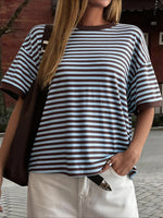 Load image into Gallery viewer, Vacation Stripe Short Sleeve T-shirt Women N6D131