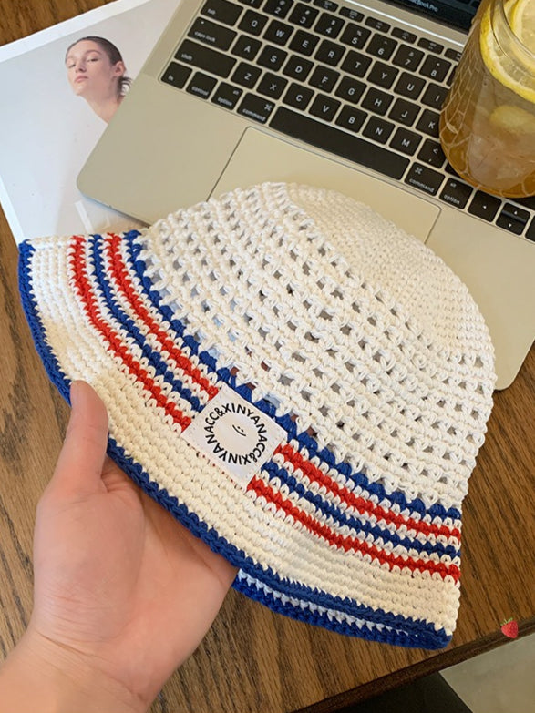 Striped Breathable Fisherman Sun Hat Women N6C371