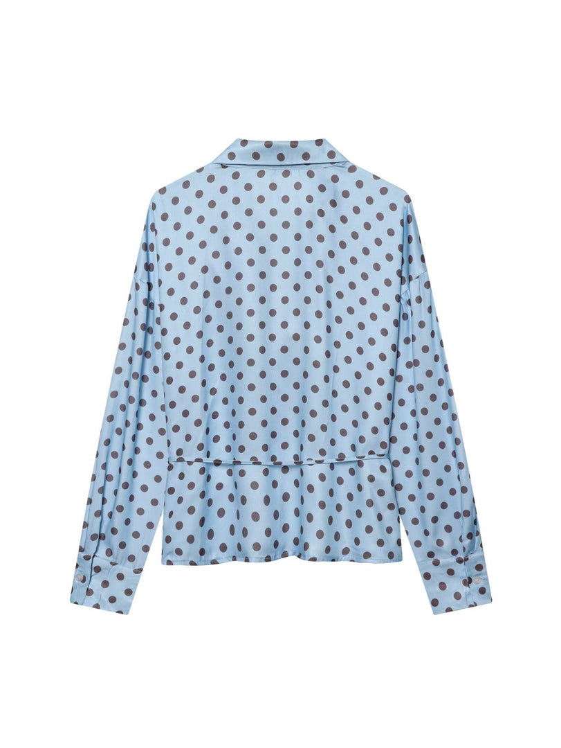 Polka Dot Satin Crop Shirt Women Office N6C109