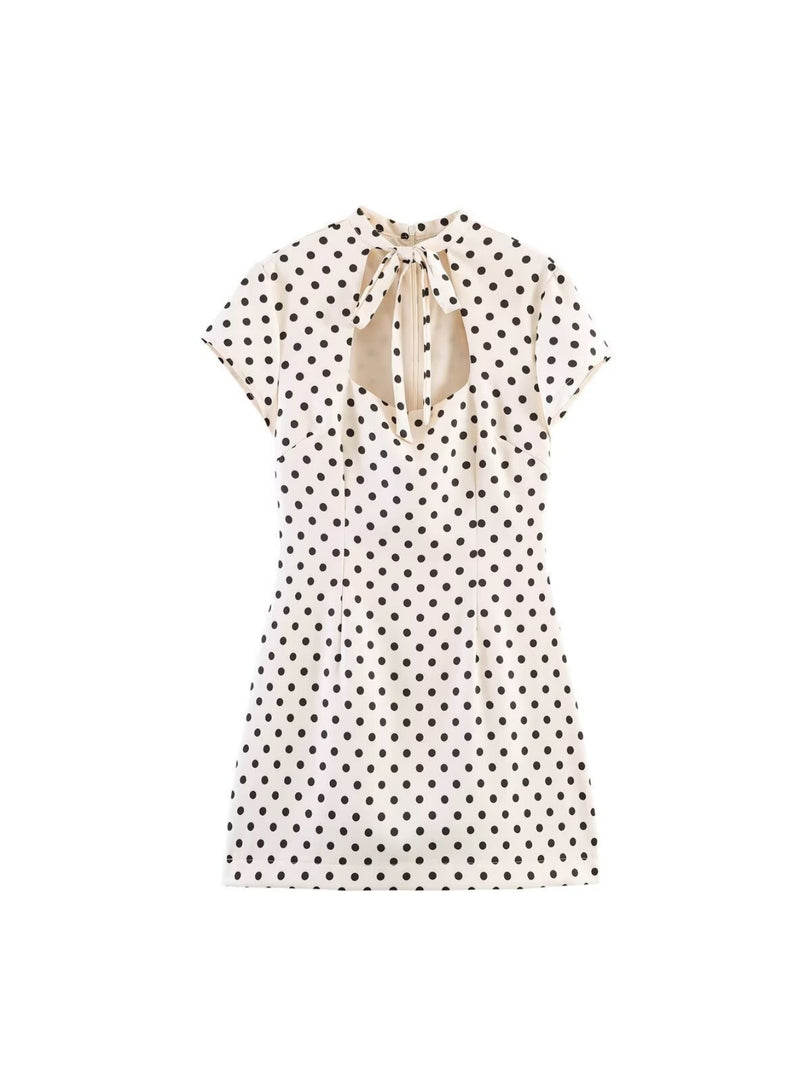 Bow Detail Square Neck Bodycon Short Dress Women N6E156