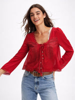 Load image into Gallery viewer, French Lace U Neck Blouse Women N6C097