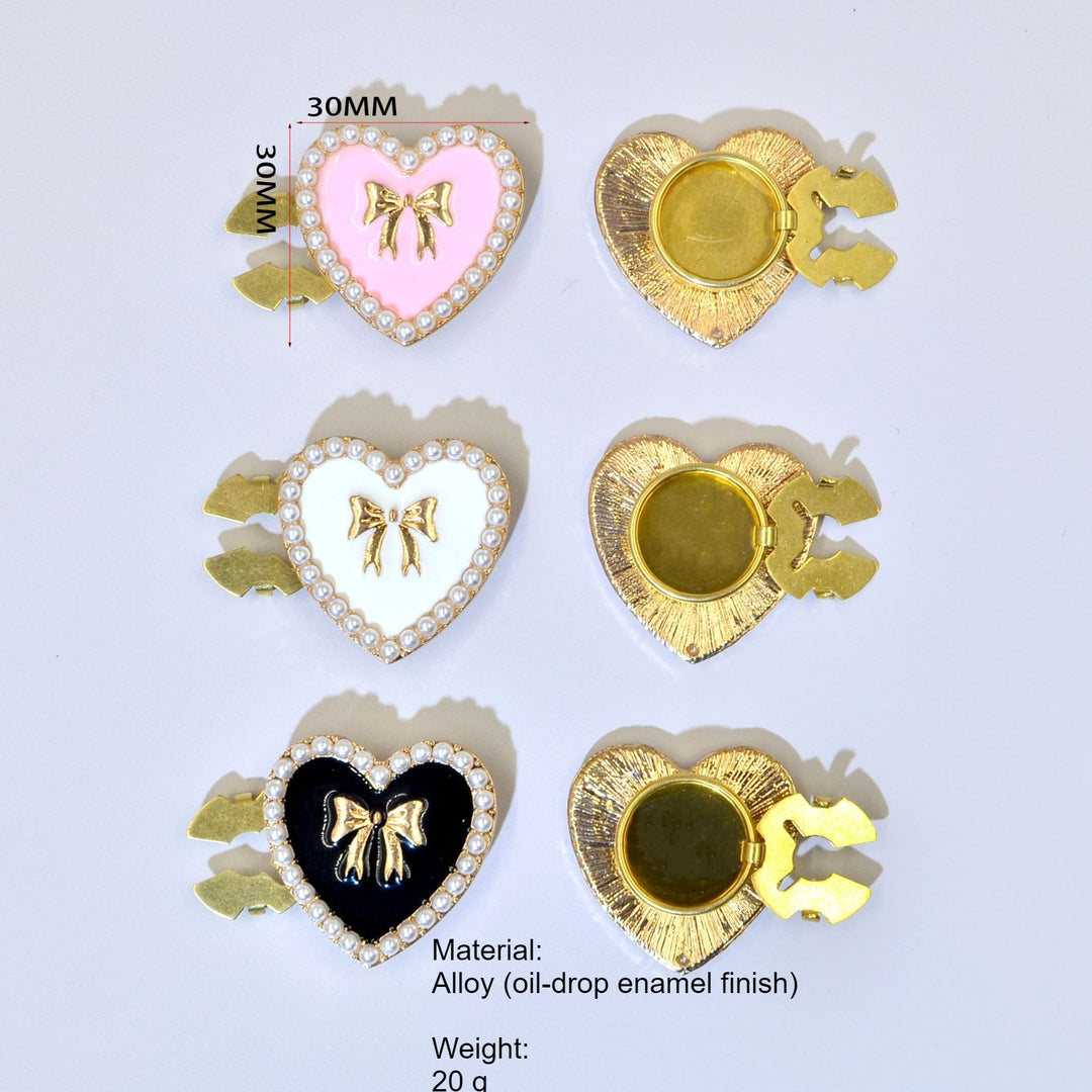 Heart Cuff Cover Brooch Rhinestone Shirt Button CharmN6G126