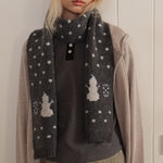 Load image into Gallery viewer, Womens Wool Blend Snowman Polka Dot Jacquard Knit Scarf N6K242