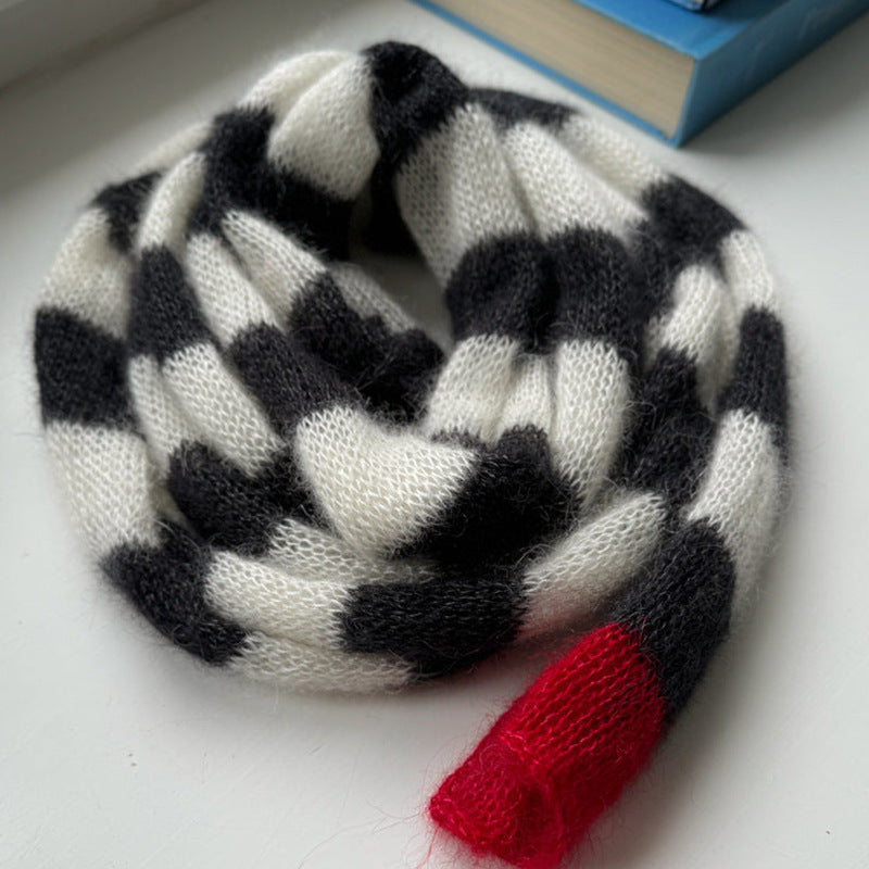 Mohair Blend Long Loop Scarf Striped Pattern  M5A082