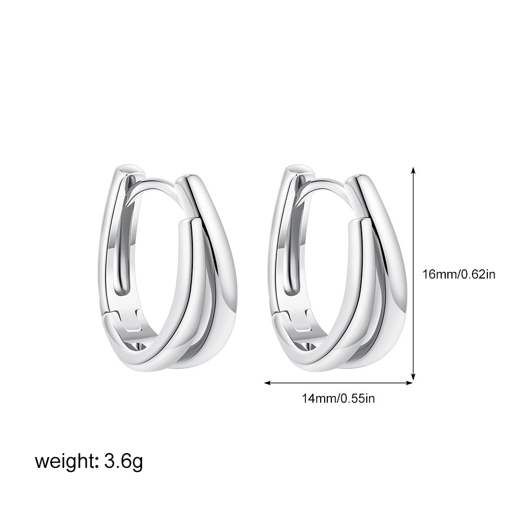 Two-tone Geometric U-Shape Ear Cuff Gold Plated  N6C182