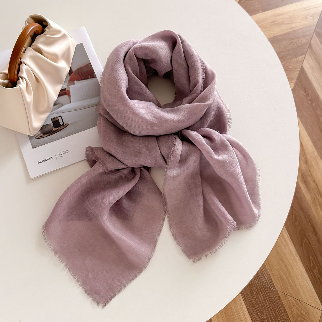 Lightweight Solid Raw Edge Shawl Scarf Women Travel N6H246