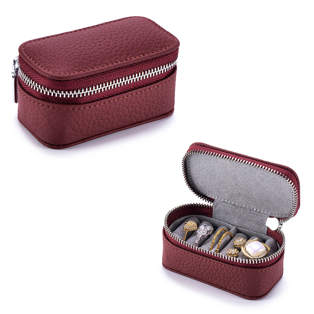 Portable Travel Leather Jewelry Case Women N6D025