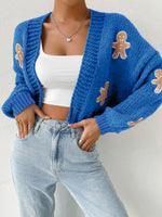 Load image into Gallery viewer, Cookie Pattern Short Knit Cardigan MidLight N5A163

