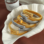 Load image into Gallery viewer, Linear Fluted Bangle Titanium Steel Channel-Set S5P096