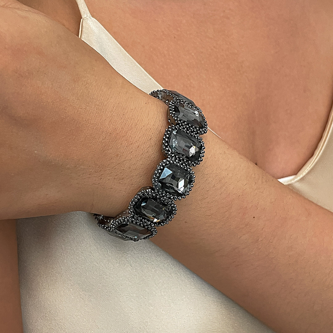 Womens Rhinestone Square Alloy Stretch Bracelet N6K135