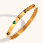 Load image into Gallery viewer, Heart Zircon Bangle Steel  Clasp Secure S5P136