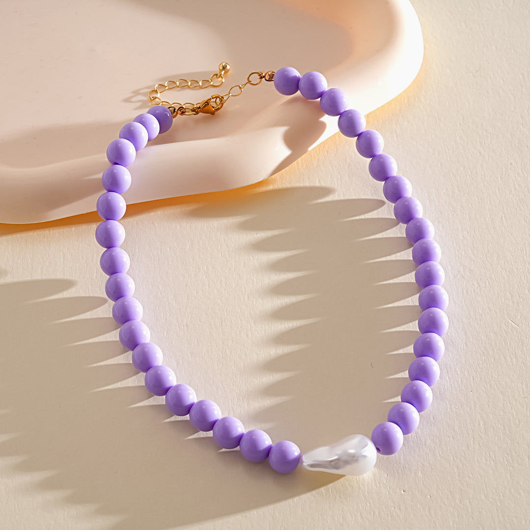 Womens Colorful Acrylic Beaded Necklace N6K185