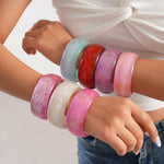 Load image into Gallery viewer, Womens Iridescent Marbled Round Resin Bracelet N6K151