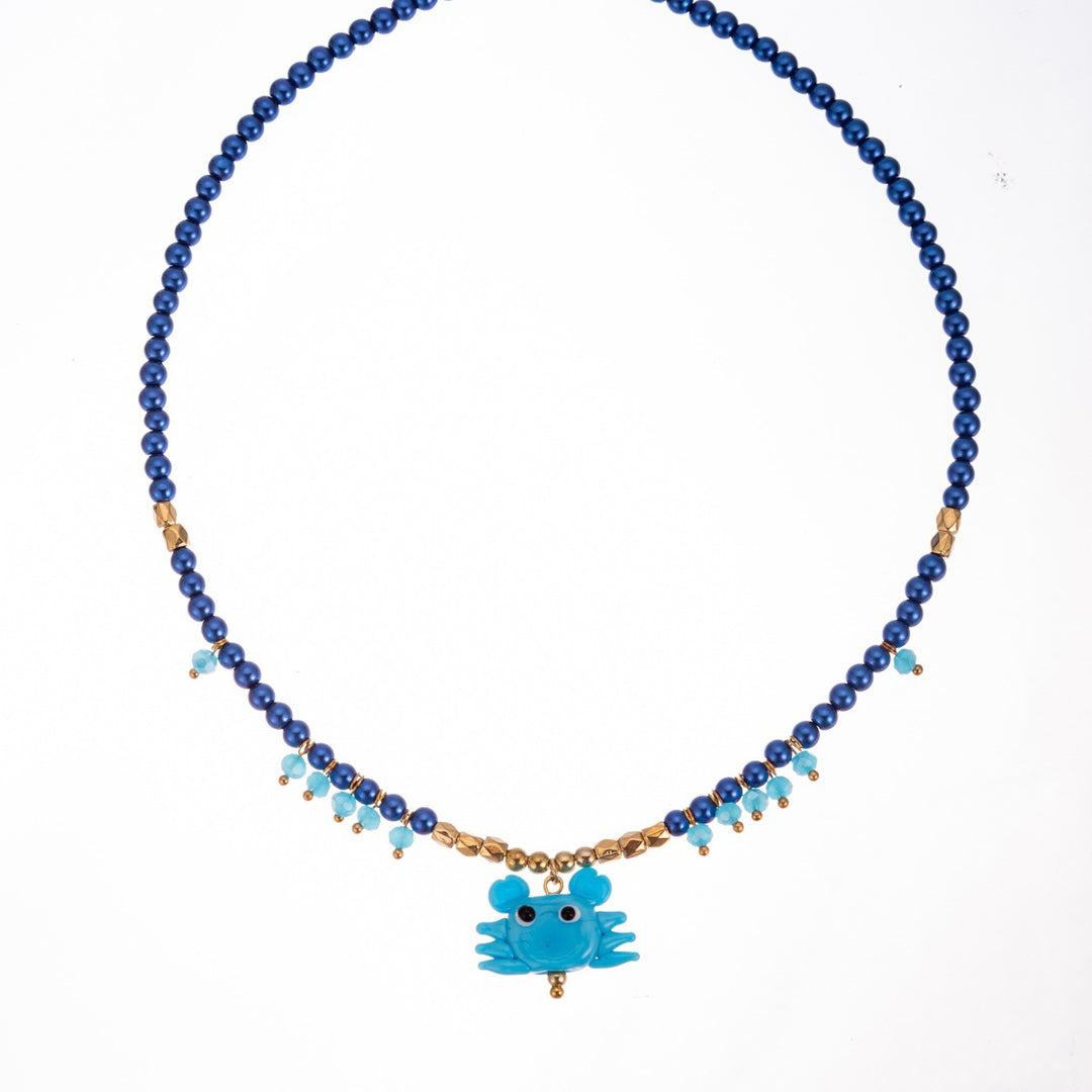Bohemian Glass Bead Scarf Pendant Necklace Vintage N6E111
