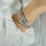 Load image into Gallery viewer, Linear Fluted Bangle Titanium Steel Channel-Set S5P096