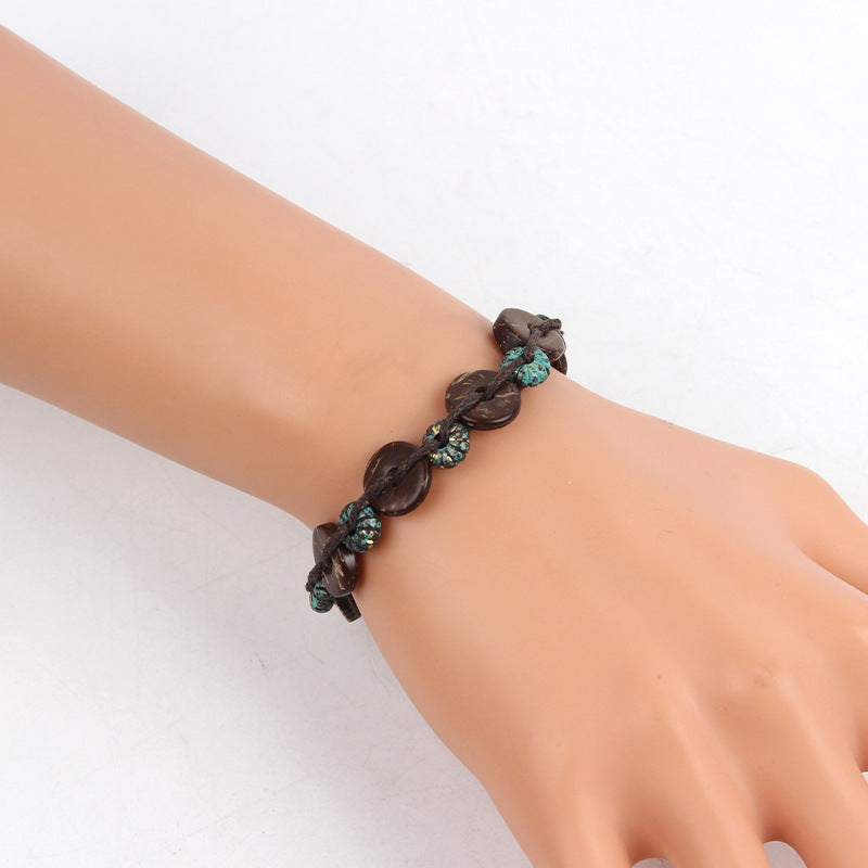 Natural Coconut Shell Braided Bracelet S5P614