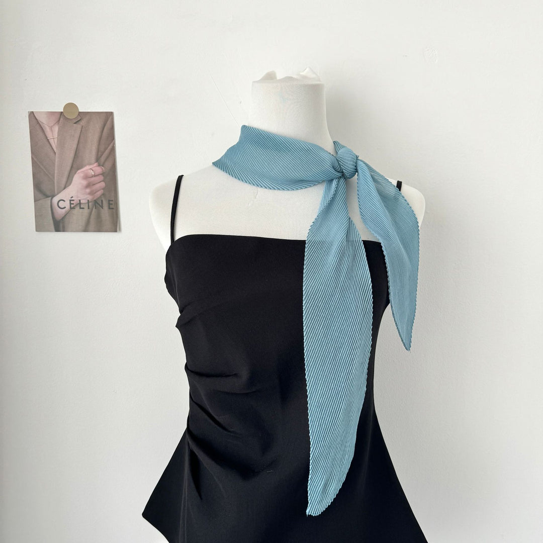 Crinkle Scarf Multi Way Hair Neck Bag Tie Solid Color M5A323