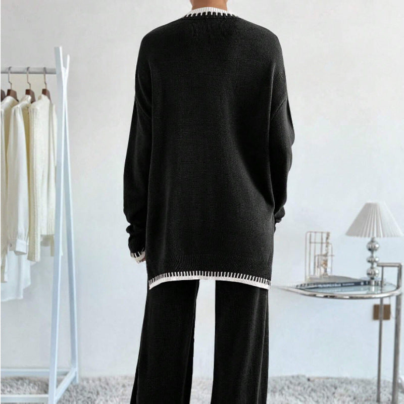 Contrast Knit Set Ultra Heavy Khaki Black N5Z870