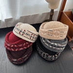 Load image into Gallery viewer, Fair Isle Jacquard Pillbox Hat Knit Cap Women N6G211