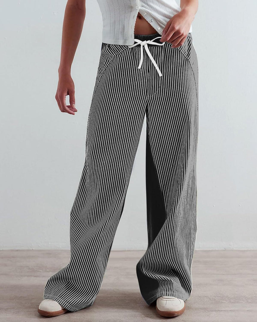 Contrast Wide Leg Jean Mid-Weight Year Round Drape N5Z239
