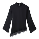Load image into Gallery viewer, Satin Lace Back Tie Blouse Women N6D050