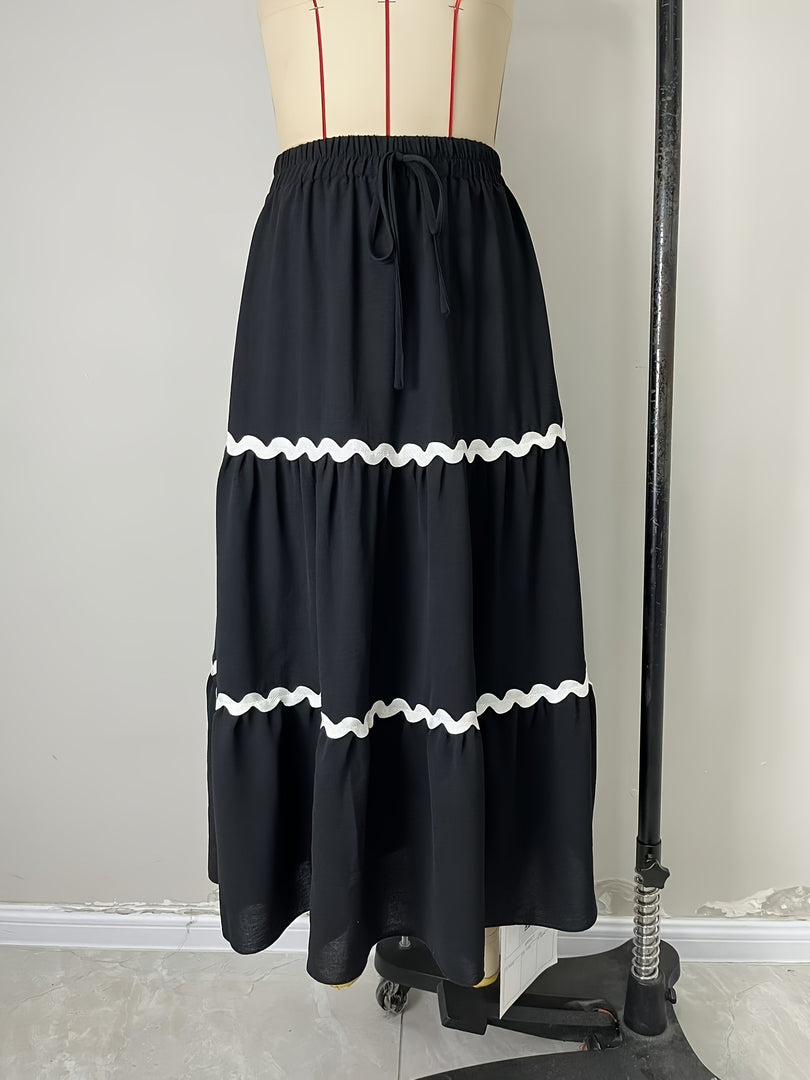 Ruffle Hem Boho Maxi Skirt Women N6C254