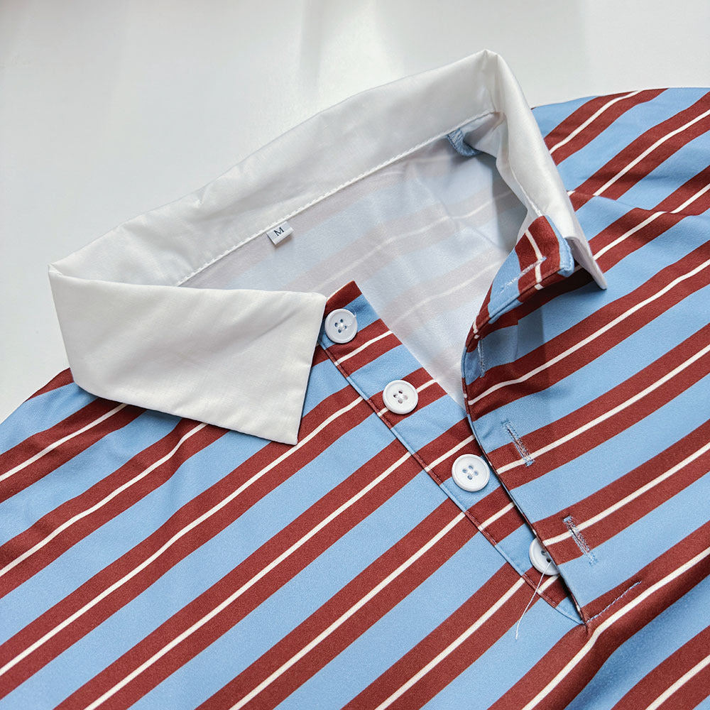 V Neck Contrast Striped Long Sleeve T-Shirt N6A128