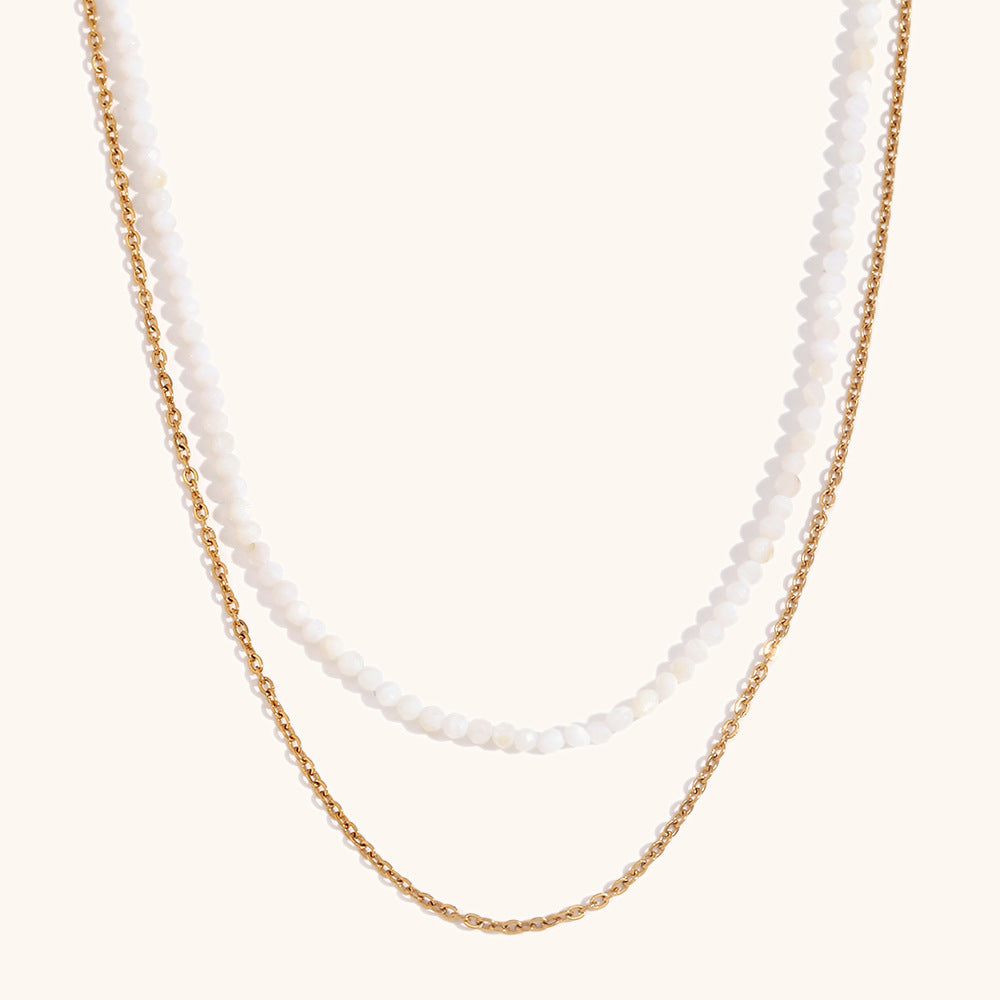 Twin Layer O Chain Necklace Steel Gold Plated S5P232