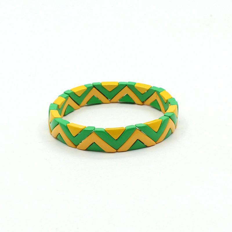 Wave Triangle Links Cuff Enamel Steel Elastic S5P142