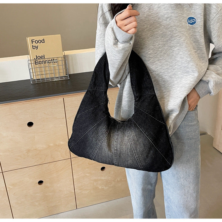 Women's Denim Shoulder Baguette Bag N6J194