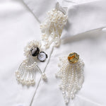 Load image into Gallery viewer, Pearl Floral Shirt Collar Clip Removable Cuff Tassel Cover N6G070