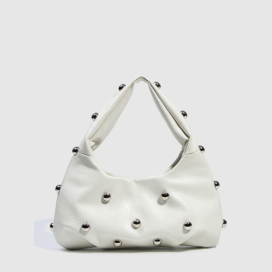 Metallic Finish Structured Pouch with Rivet Accents S5P466