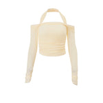 Load image into Gallery viewer, Boat Halter Crop Top Lightweight Apricot N5Z835
