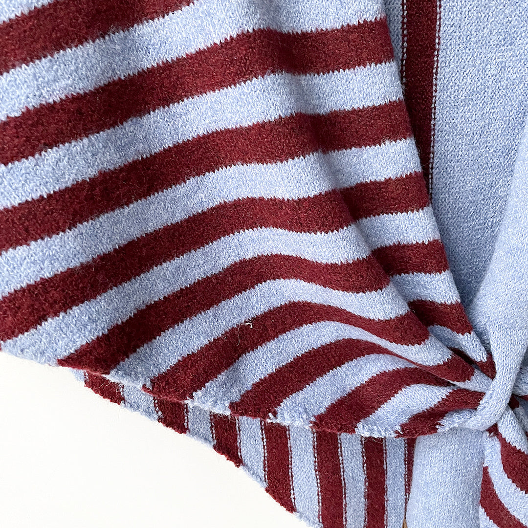 Triangle Wool Blend Shawl Cape Stripe Patchwork N6H308