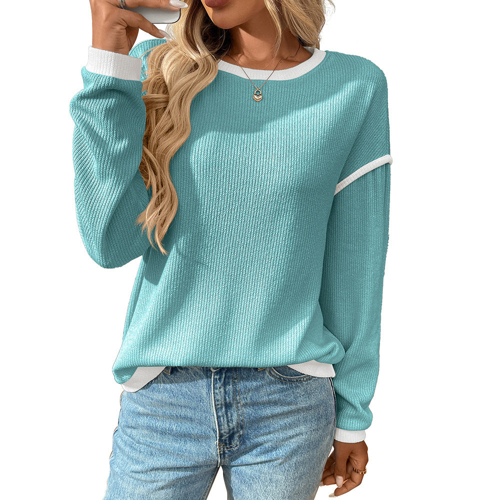 Contrast Block Crew Top Long Sleeve Lightweight N5Z311